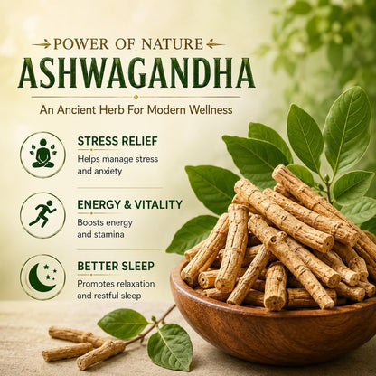 VEDBHUTI Ashwagandha Capsules 500mg, 60 Count, Vegan Herbal Supplement, Non-GMO - front view