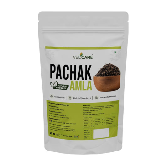 Vedcare Dried Amla Pachak Candy, Indian Gooseberry Snack, Seasoned with Black Salt and Spices