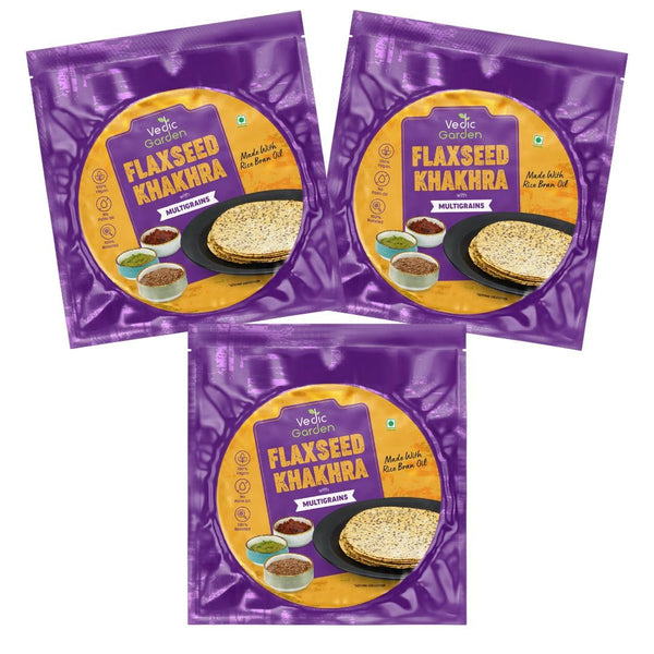 Vedic Garden Flaxseed Multigrain Khakhra, 180g - Roasted Indian Cracker, Vegan, No Palm Oil