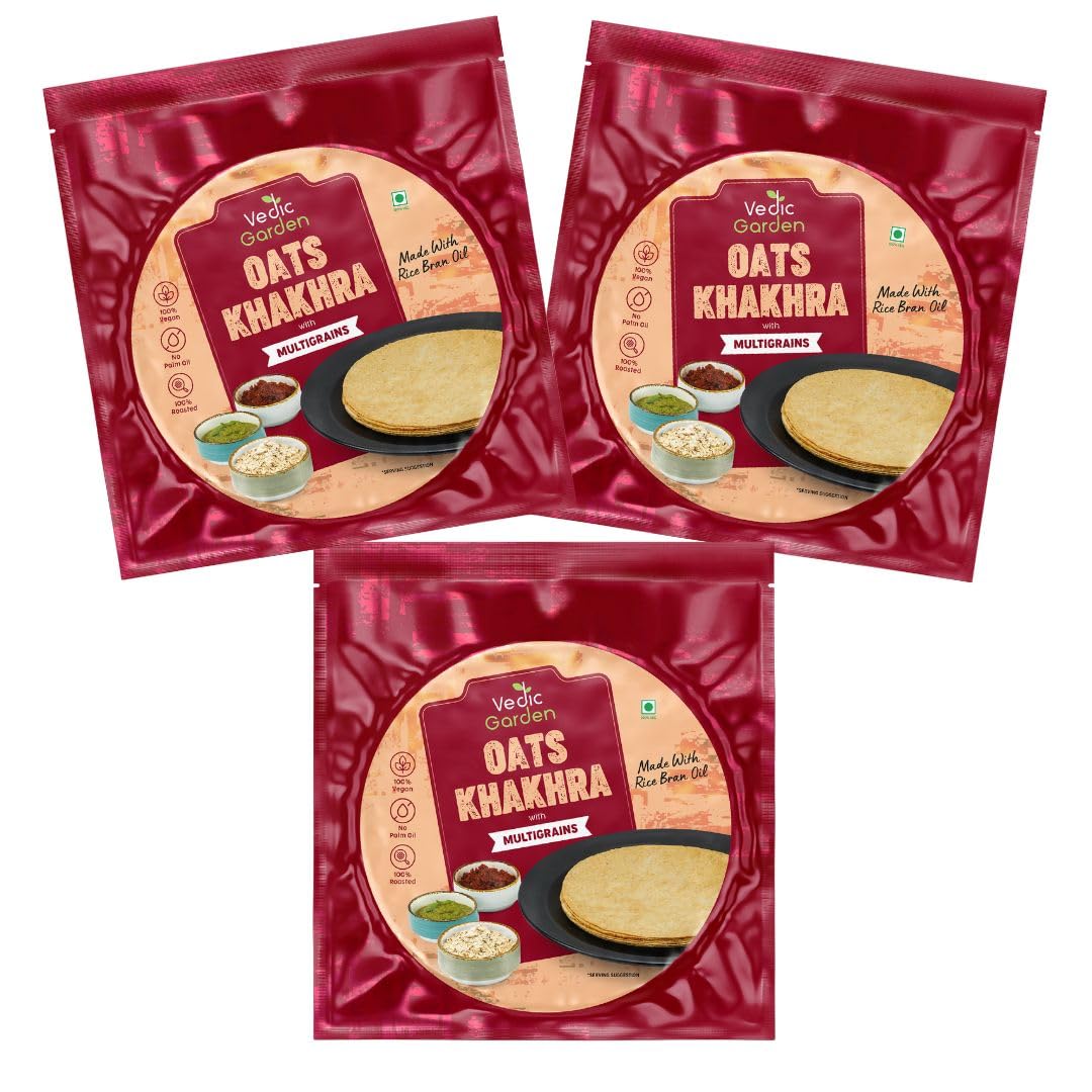 Vedic Garden Flaxseed Multigrain Khakhra, 180g - Roasted Indian Cracker, Vegan, No Palm Oil (10)
