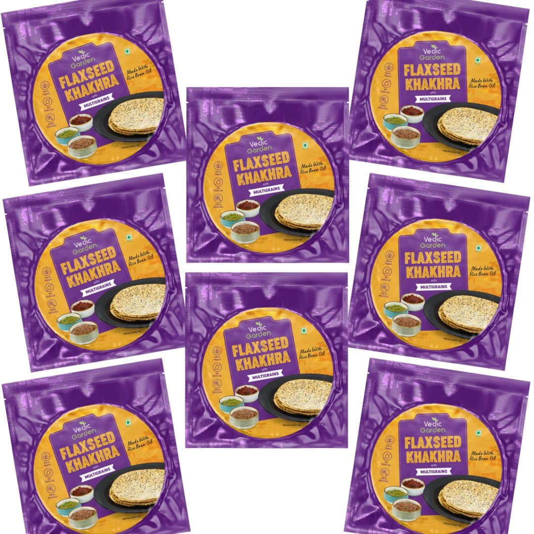 Vedic Garden Flaxseed Multigrain Khakhra, 180g - Roasted Indian Cracker, Vegan, No Palm Oil (9)