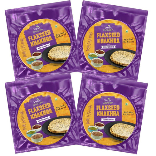 Vedic Garden Flaxseed Multigrain Khakhra, Roasted Thin Cracker, Vegan, Vacuum Packed, Gujarati Snack