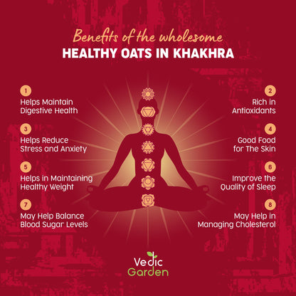 Vedic Garden Flaxseed Multigrain Khakhra, Roasted Thin Cracker, Vegan, Vacuum Packed, Gujarati Snack - label detail (11)