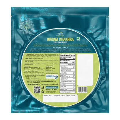 Vedic Garden Flaxseed Multigrain Khakhra, Roasted Thin Cracker, Vegan, Vacuum Packed, Gujarati Snack - front view (14)