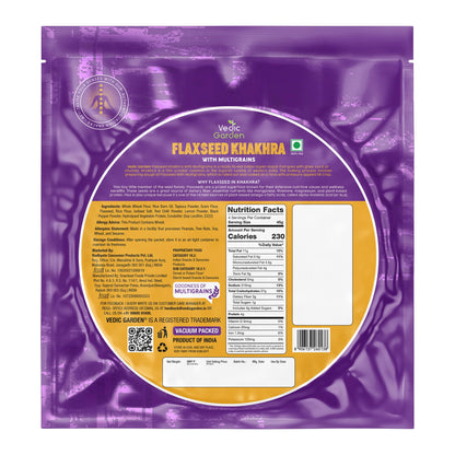 Vedic Garden Flaxseed Multigrain Khakhra, Roasted Thin Cracker, Vegan, Vacuum Packed, Gujarati Snack - front view