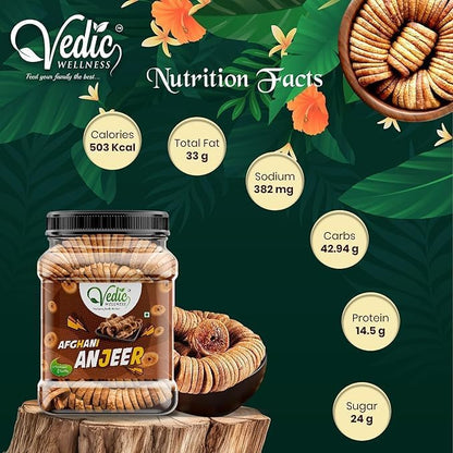 VEDIC WELLNESS Afghani Anjeer Dry Figs, Naturally Sweet and Soft, Dried Fruit Snack - front view