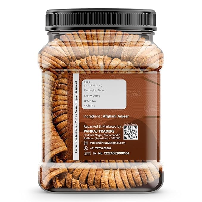 VEDIC WELLNESS Afghani Anjeer Dry Figs, Naturally Sweet and Soft, Dried Fruit Snack - packaging