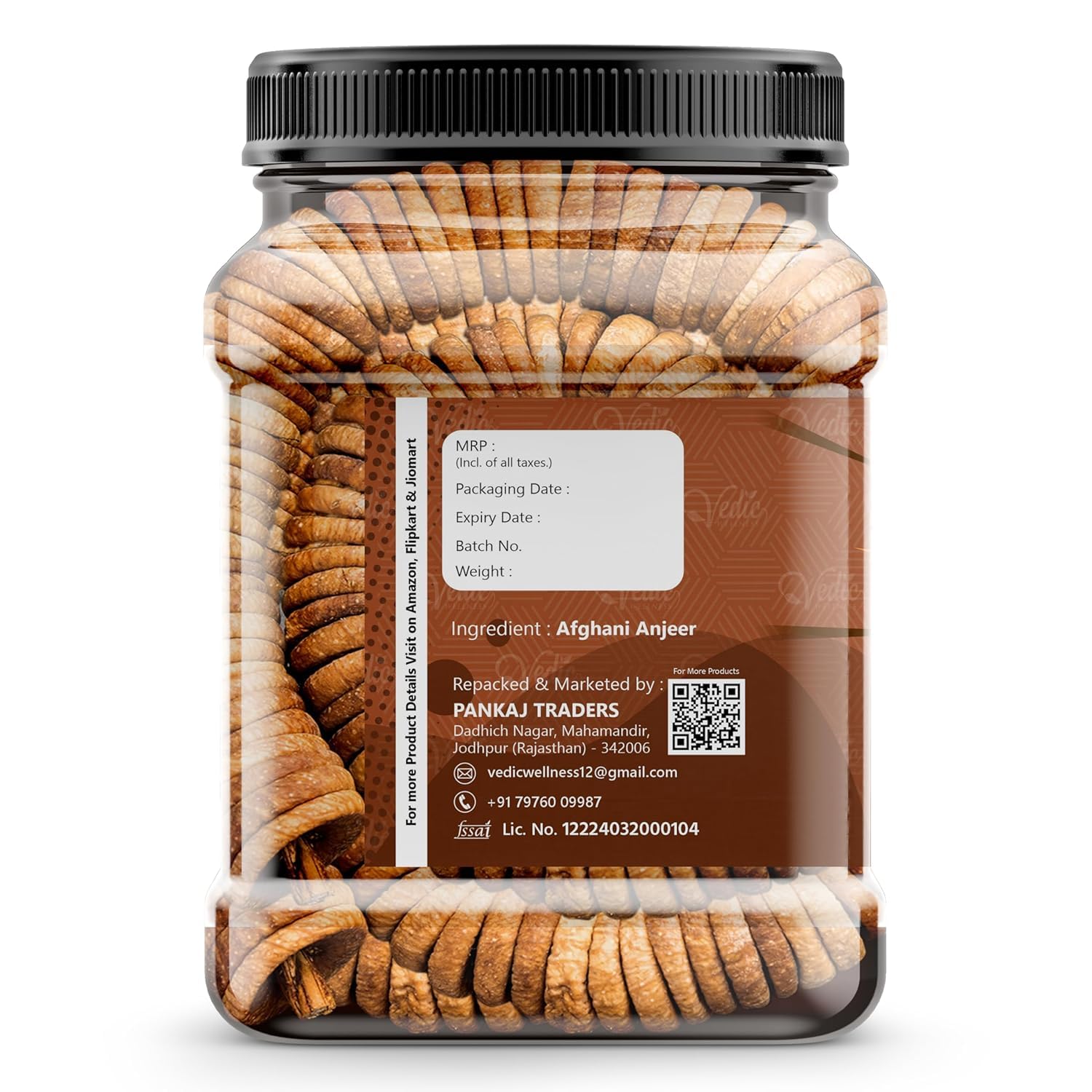 VEDIC WELLNESS Afghani Anjeer Dry Figs, Naturally Sweet and Soft, Dried Fruit Snack - packaging (8)