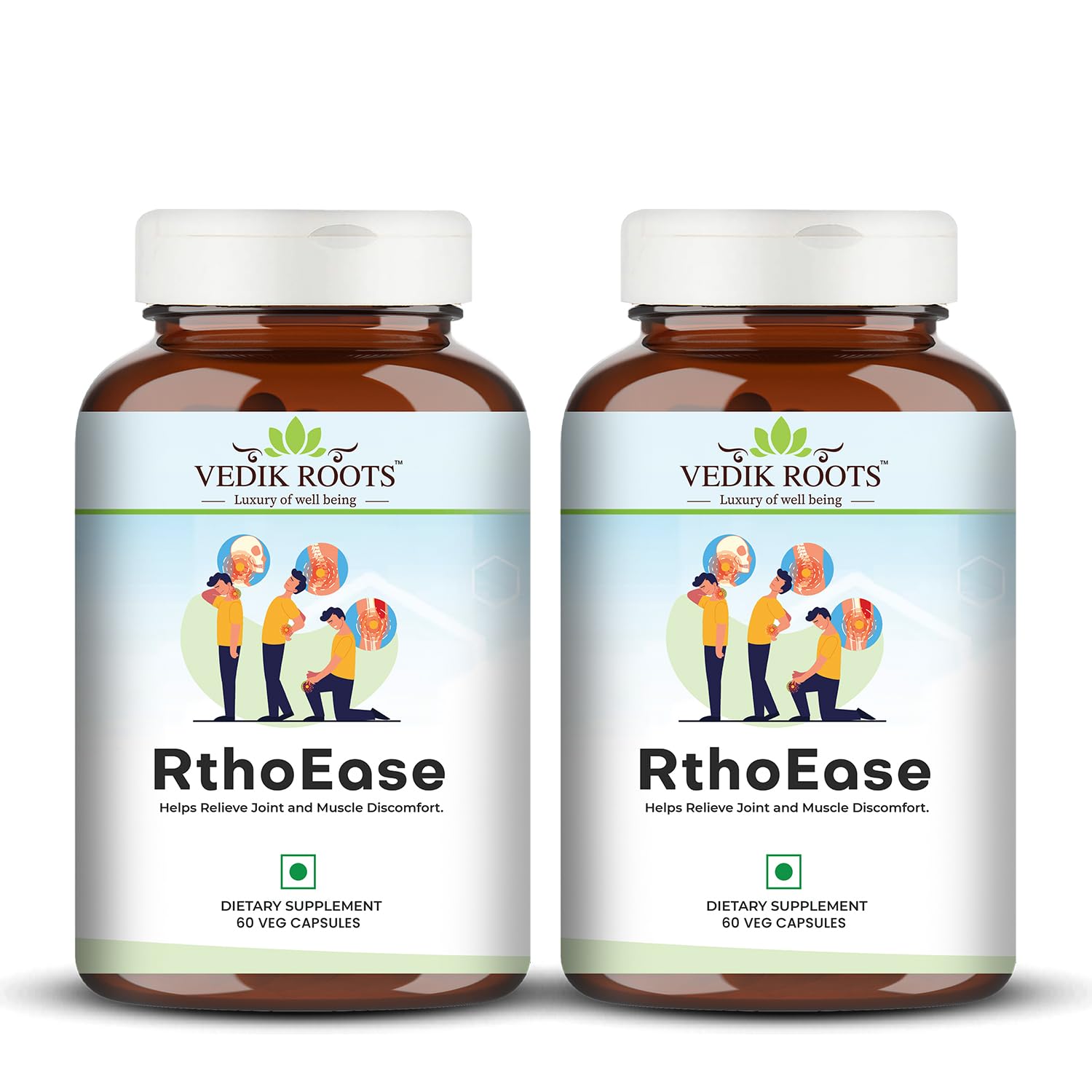 VEDIKROOTS RthoEase Ayurvedic Herbal Supplement, 120 Veg Capsules, Pack of 2, 130g