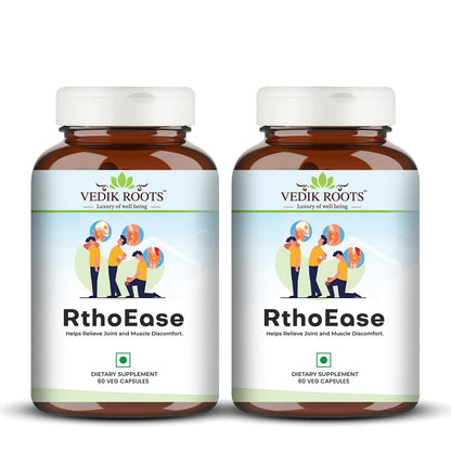 VEDIKROOTS RthoEase Ayurvedic Herbal Supplement, 120 Veg Capsules, Pack of 2, 130g