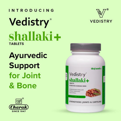 Vedistry Shallaki+ Herbal Tablets with Boswellia Serrata & Piperine, 60 Count - front view