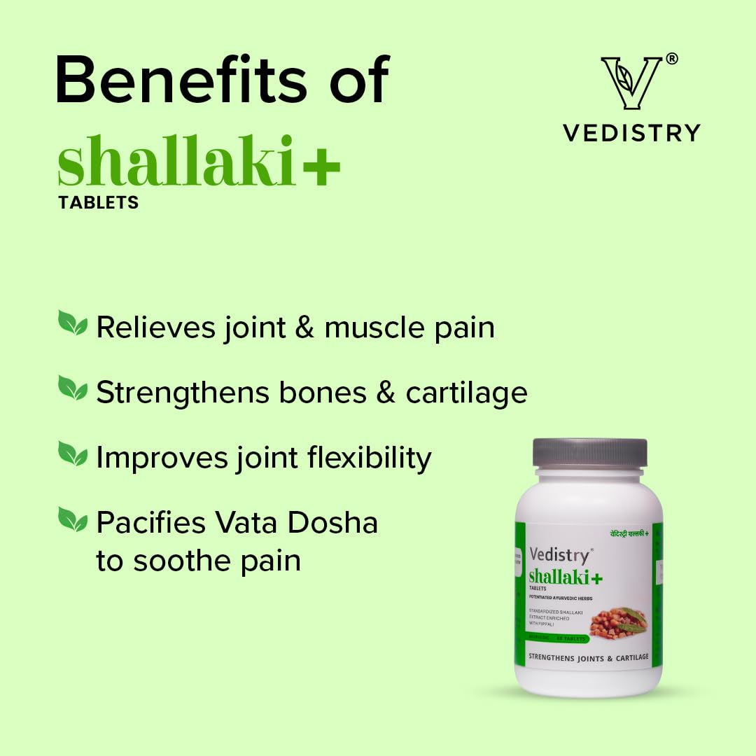 Vedistry Shallaki+ Herbal Tablets with Boswellia Serrata & Piperine, 60 Count - packaging