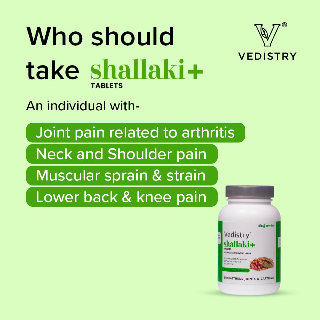 Vedistry Shallaki+ Herbal Tablets with Boswellia Serrata & Piperine, 60 Count - label detail