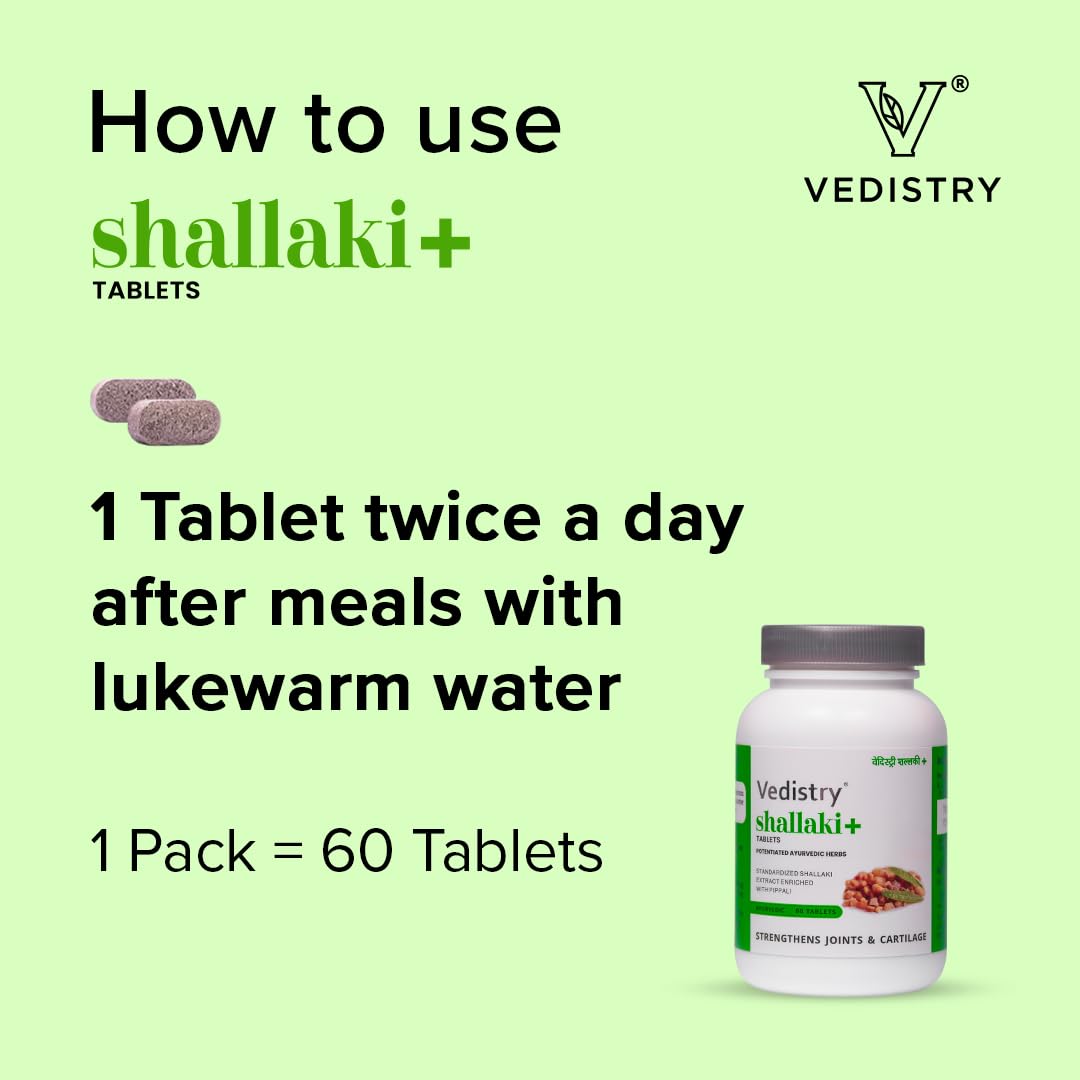 Vedistry Shallaki+ Herbal Tablets with Boswellia Serrata & Piperine, 60 Count - ingredients panel