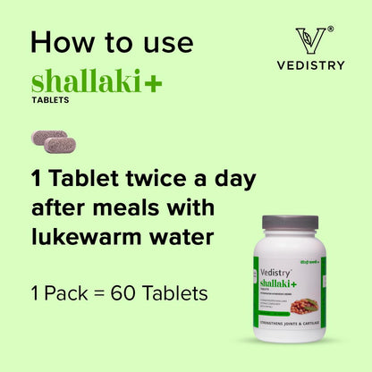 Vedistry Shallaki+ Herbal Tablets with Boswellia Serrata & Piperine, 60 Count - ingredients panel