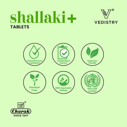 Vedistry Shallaki+ Herbal Tablets with Boswellia Serrata & Piperine, 60 Count - close-up detail