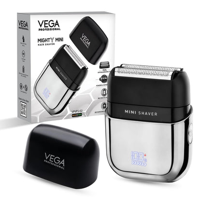 VEGA PROFESSIONAL Mighty Mini Foil Hair Shaver for Men, Portable Electric Shaver with Triple Floating Blades, 180 Min Runtime