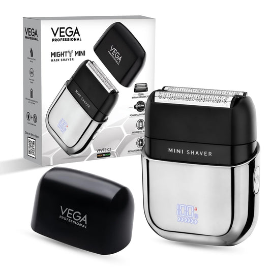VEGA PROFESSIONAL Mighty Mini Foil Hair Shaver for Men, Portable Electric Shaver with Triple Floating Blades, 180 Min Runtime