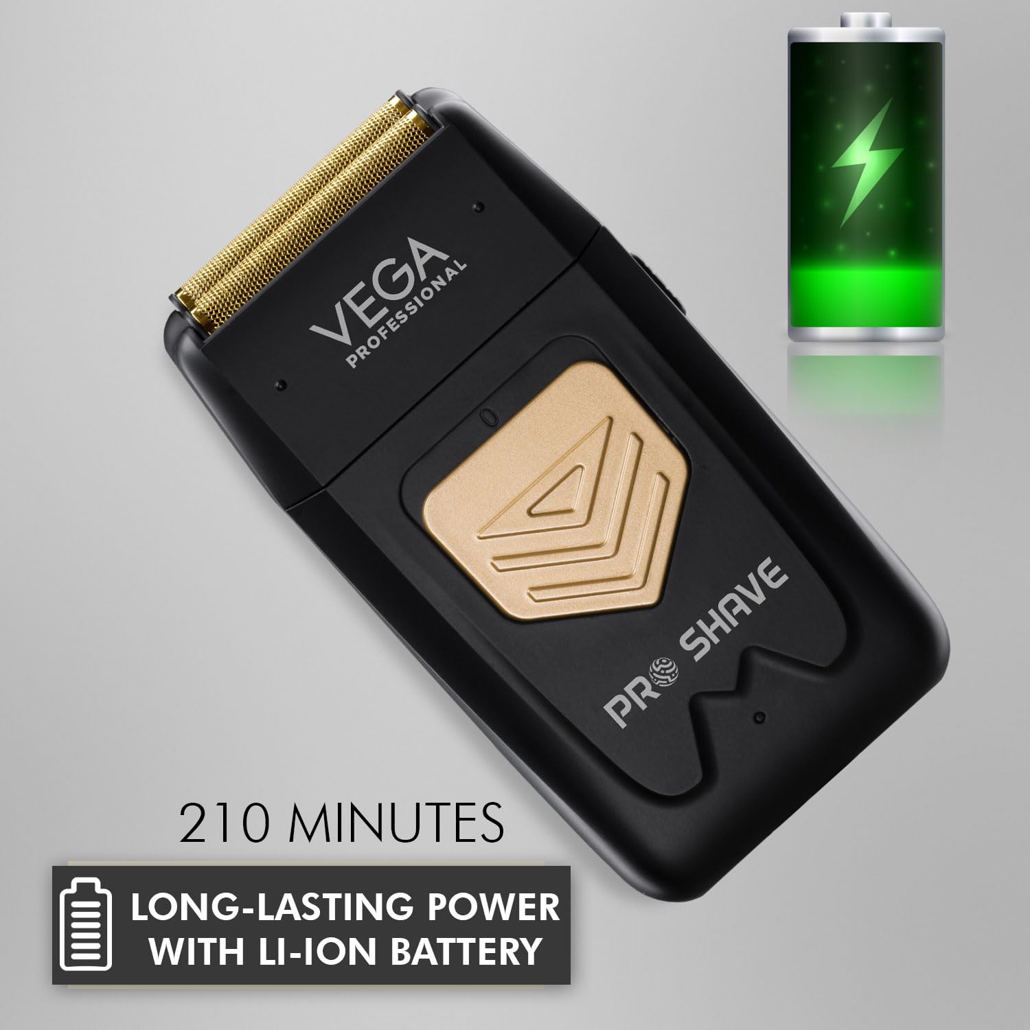 VEGA PROFESSIONAL Mighty Mini Foil Hair Shaver for Men, Portable Electric Shaver with Triple Floating Blades, 180 Min Runtime