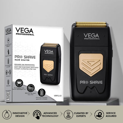 VEGA PROFESSIONAL Mighty Mini Foil Hair Shaver for Men, Portable Electric Shaver with Triple Floating Blades, 180 Min Runtime
