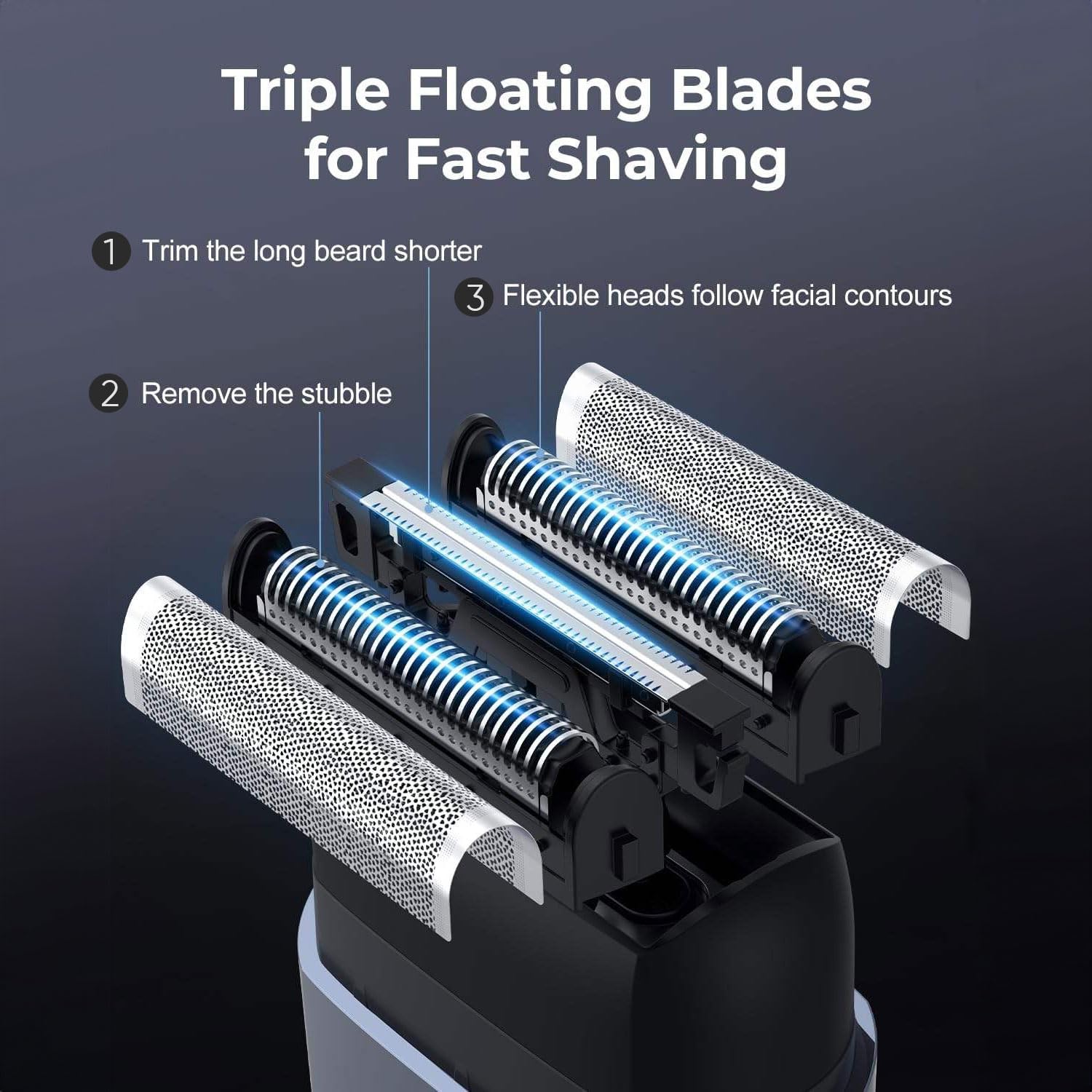 VEGA PROFESSIONAL Mighty Mini Foil Hair Shaver for Men, Portable Electric Shaver with Triple Floating Blades, 180 Min Runtime