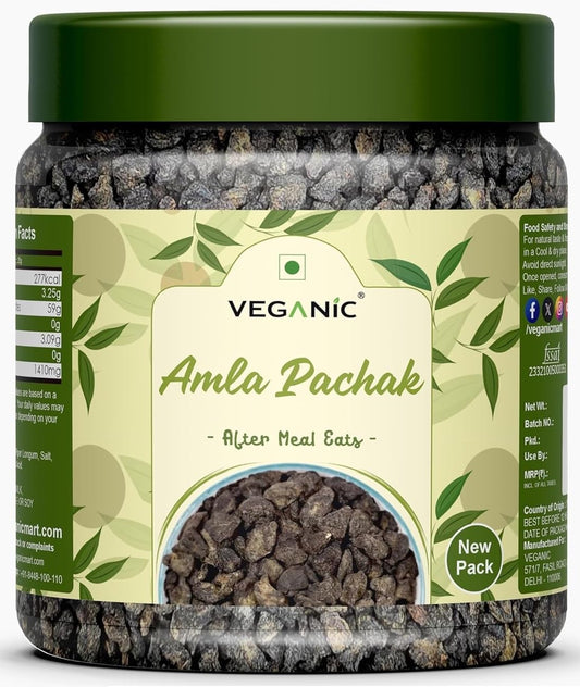 Veganic Organic Amla Pachak, Dried Indian Gooseberry, Salted & Spiced Traditional Snack