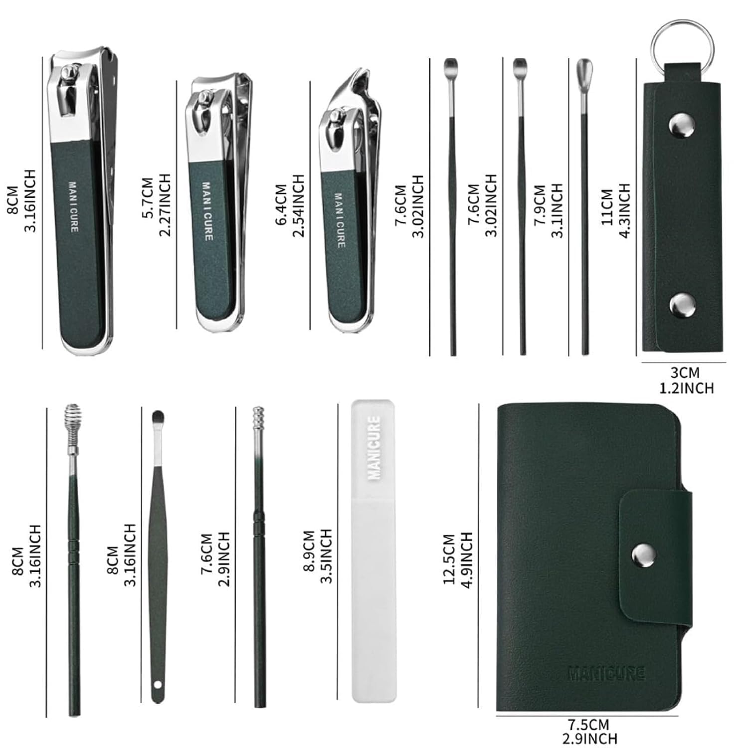 VELVERI Nail Cutter Set Manicure Pedicure Kit with Stainless Steel Tools in Travel Case - front view
