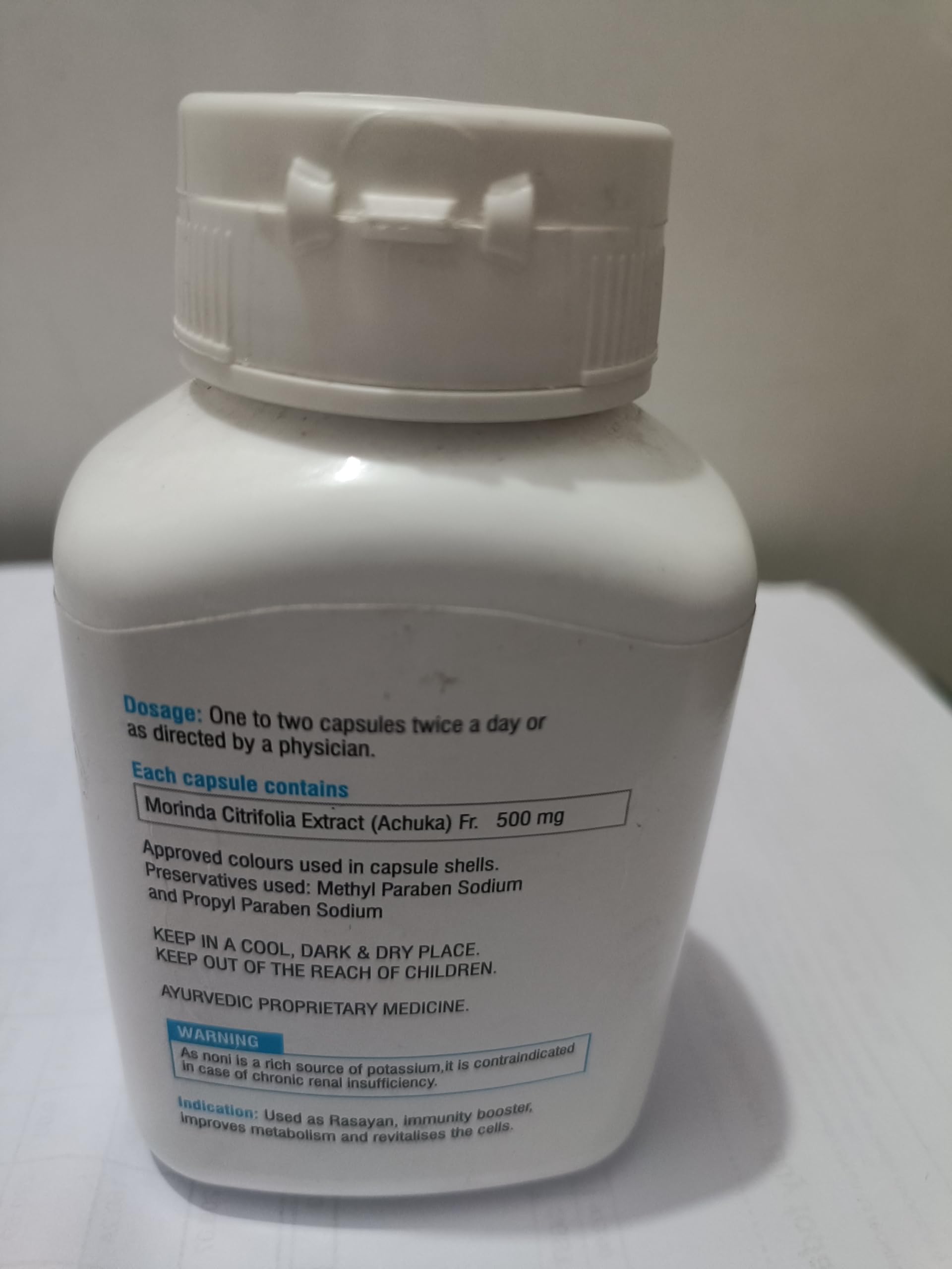 Vestige Noni Capsules, Herbal Food Supplement, 1 Bottle - back view