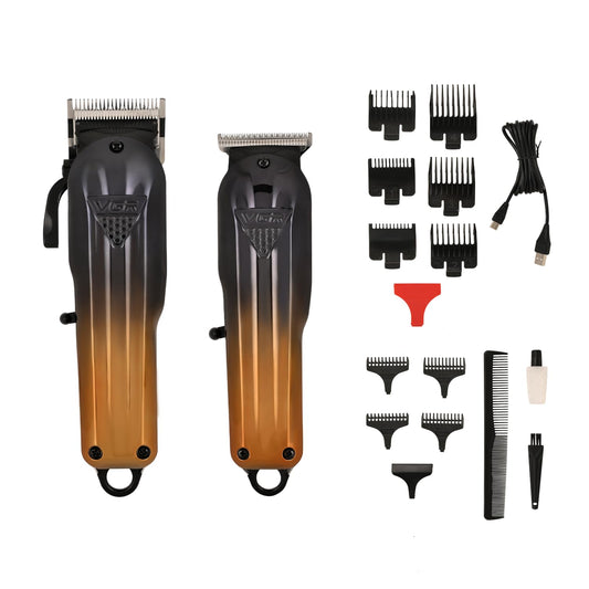 VGR V-646 Professional Rechargeable Hair Clipper Trimmer Set with Digital Display, 10 Guide Combs, Taper Lever, 200/120 Min R
