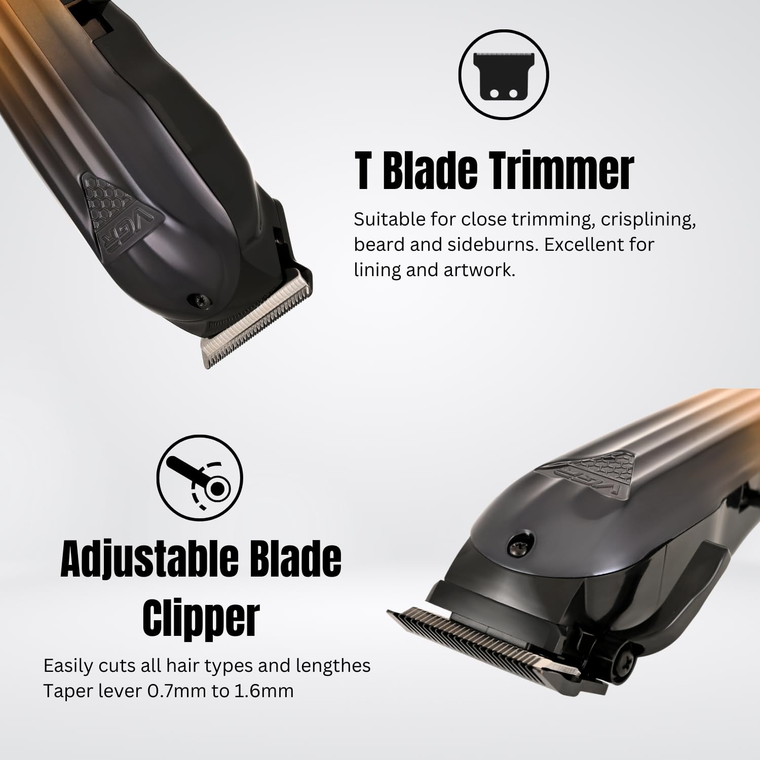 VGR V-646 Professional Rechargeable Hair Clipper Trimmer Set with Digital Display, 10 Guide Combs, Taper Lever, 200/120 Min R