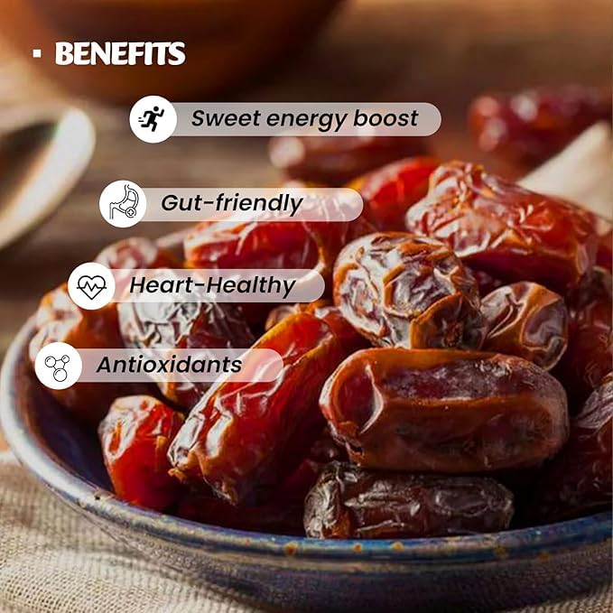 VI PRIME Seedless Dates, Natural Dried Fruit, No Added Sugar, Vegan Snack - label detail (9)