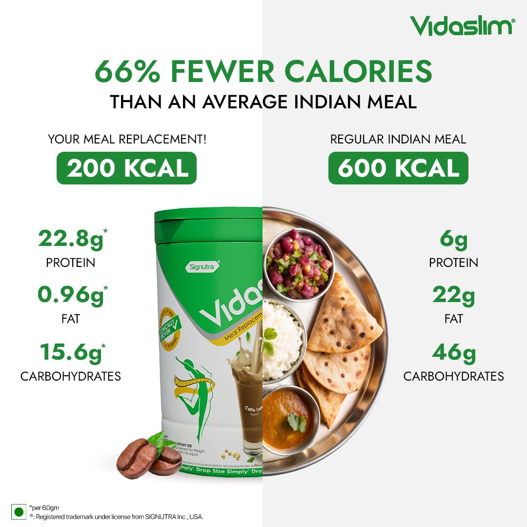 Vidaslim Meal Replacement Shake, 400g, Protein Powder with 22.8g Protein, No Added Sugars, Low Fat - front view