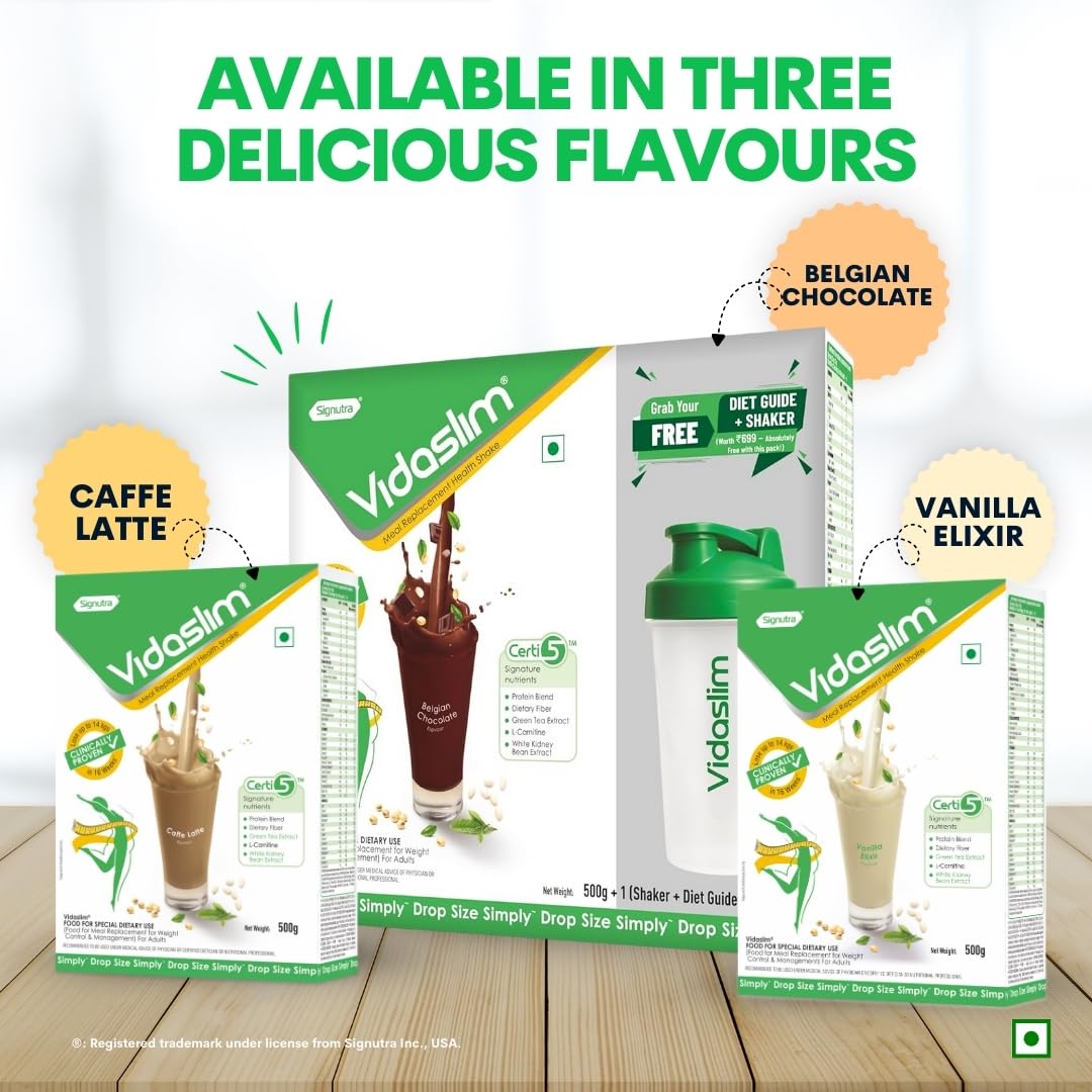 Vidaslim Meal Replacement Shake, 400g, Protein Powder with 22.8g Protein, No Added Sugars, Low Fat - size and scale
