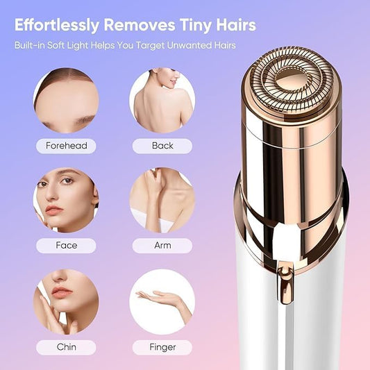 VIFERA Facial Hair Remover Epilator with LED Light - USB Rechargeable Women's Epilator, Compact Lipstick Design