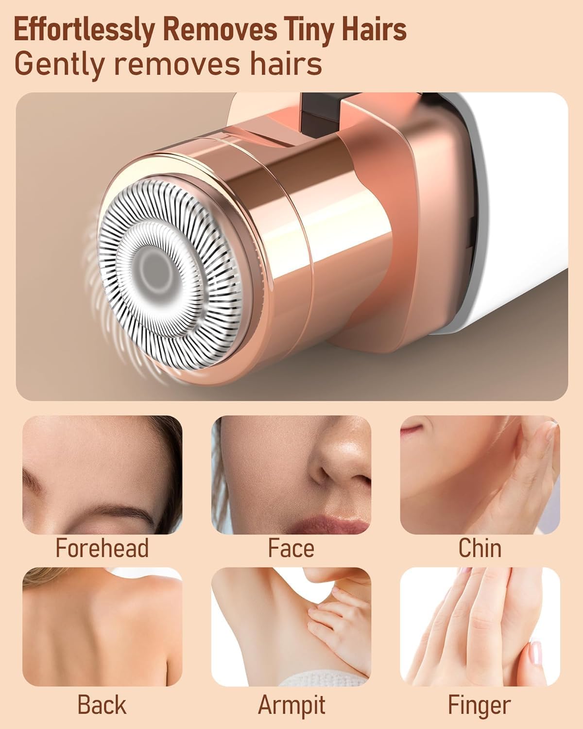 VIFERA Facial Hair Remover Epilator with LED Light - USB Rechargeable Women's Epilator, Compact Lipstick Design - label detai