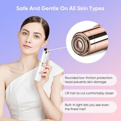 VIFERA Facial Hair Remover Epilator with LED Light - USB Rechargeable Women's Epilator, Compact Lipstick Design - back view