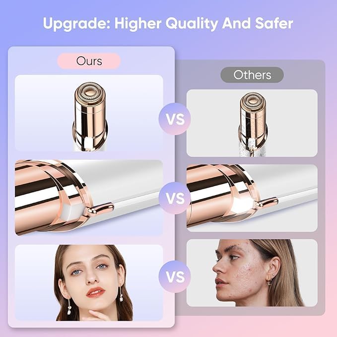VIFERA Facial Hair Remover Epilator with LED Light - USB Rechargeable Women's Epilator, Compact Lipstick Design - packaging