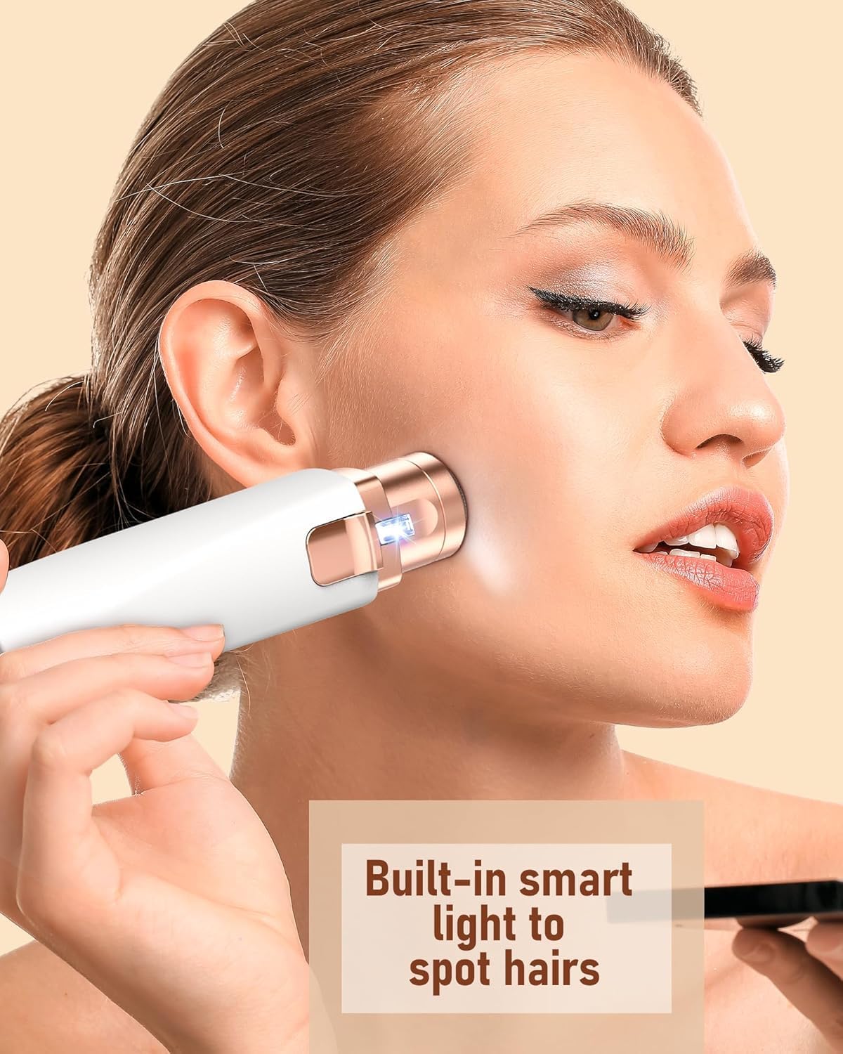VIFERA Facial Hair Remover Epilator with LED Light - USB Rechargeable Women's Epilator, Compact Lipstick Design - back view (