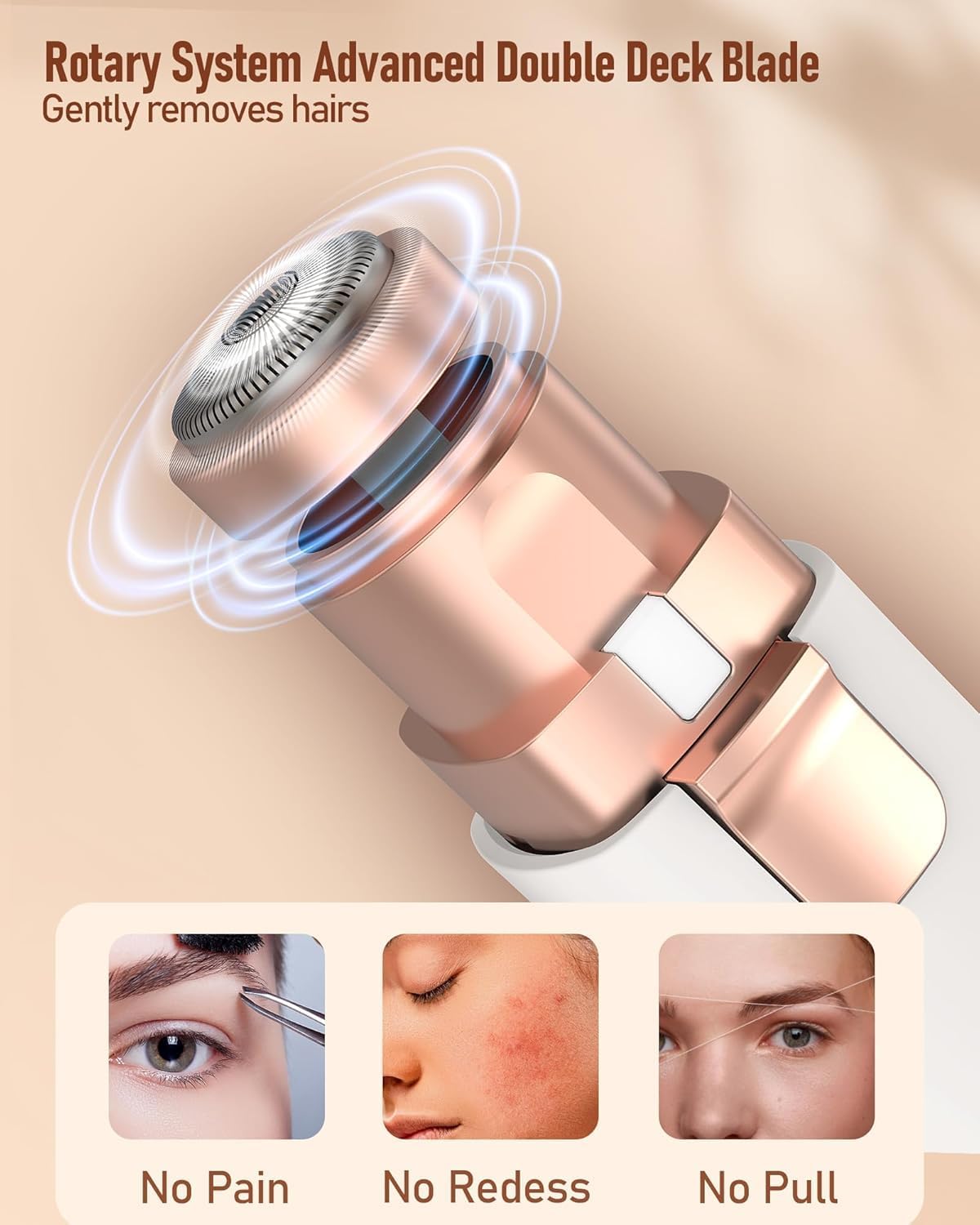 VIFERA Facial Hair Remover Epilator with LED Light - USB Rechargeable Women's Epilator, Compact Lipstick Design - packaging (