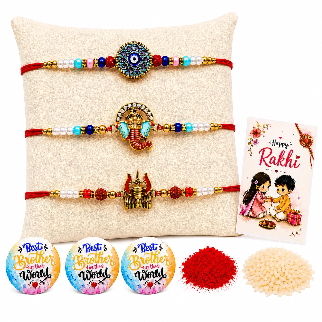 VighNox Rakhi set for Brother with Gift hamper, 3 rakhis for Rakshabandhan