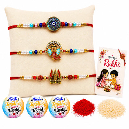 VighNox Rakhi set for Brother with Gift hamper, 3 rakhis for Rakshabandhan