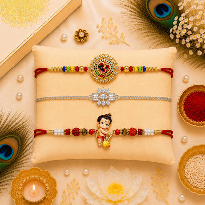 VighNox Rakhi set for Brother with Gift hamper, 3 rakhis for Rakshabandhan - label detail (13)