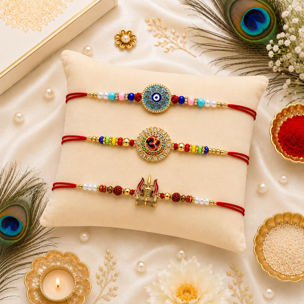 VighNox Rakhi set for Brother with Gift hamper, 3 rakhis for Rakshabandhan - label detail (19)