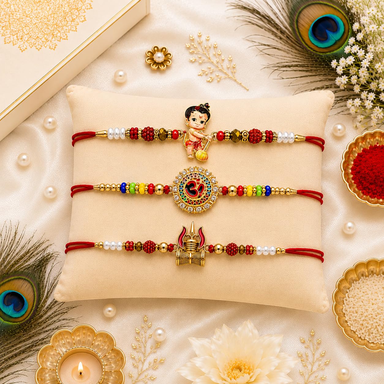 VighNox Rakhi set for Brother with Gift hamper, 3 rakhis for Rakshabandhan - label detail (26)