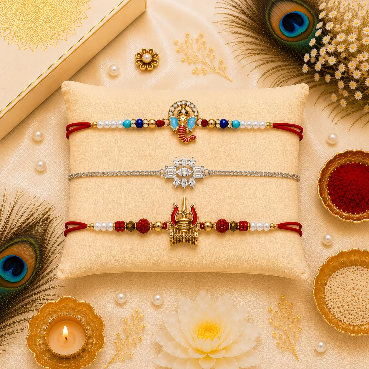 VighNox Rakhi set for Brother with Gift hamper, 3 rakhis for Rakshabandhan - label detail (31)