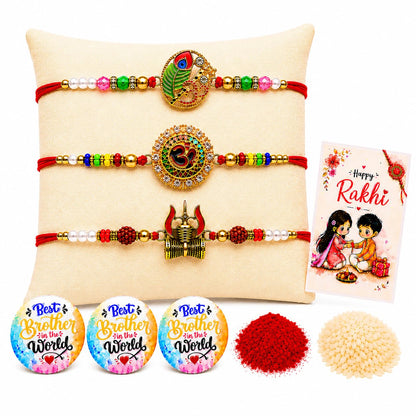 VighNox Rakhi set for Brother with Gift hamper, 3 rakhis for Rakshabandhan (35)