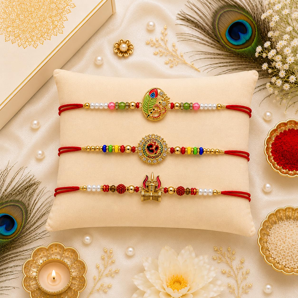 VighNox Rakhi set for Brother with Gift hamper, 3 rakhis for Rakshabandhan - label detail (38)