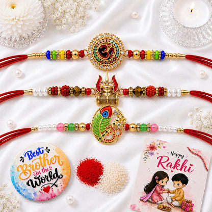 VighNox Rakhi set for Brother with Gift hamper, 3 rakhis for Rakshabandhan - size and scale (41)