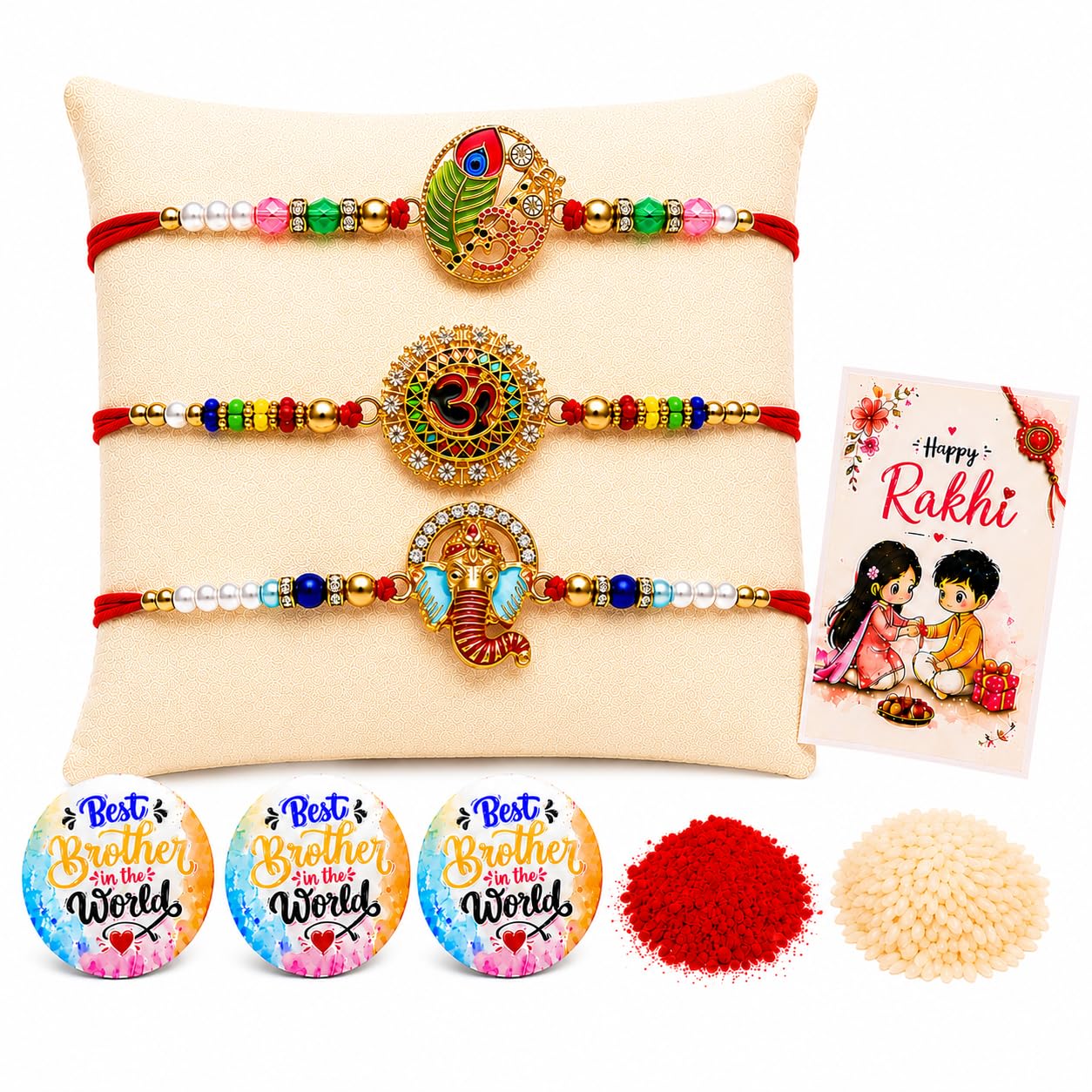VighNox Rakhi set for Brother with Gift hamper, 3 rakhis for Rakshabandhan (42)