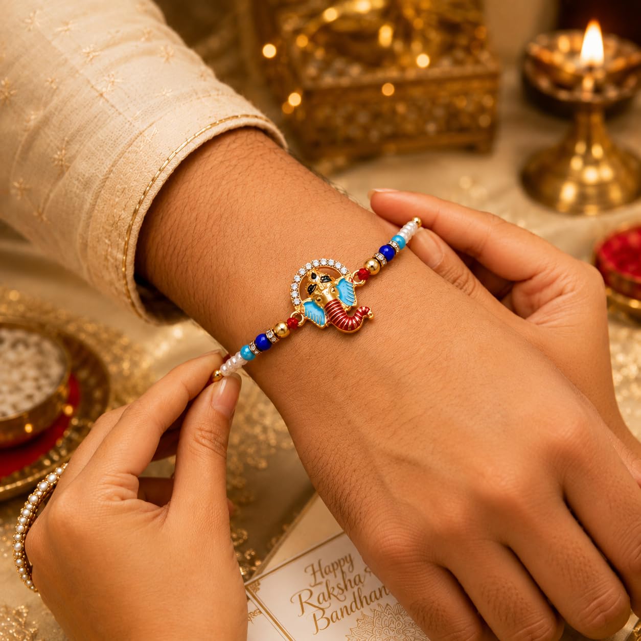 VighNox Rakhi set for Brother with Gift hamper, 3 rakhis for Rakshabandhan - ingredients panel (46)